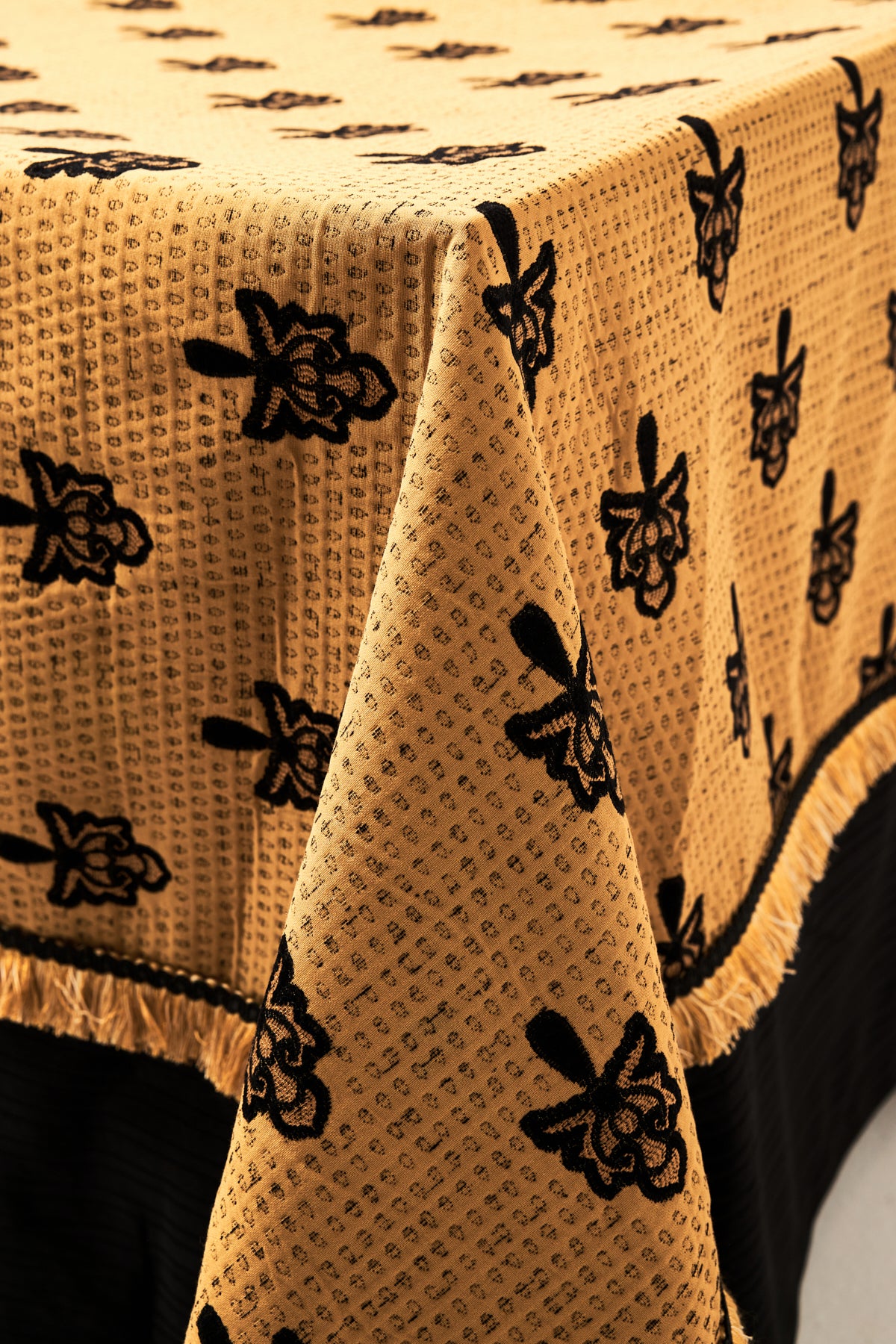 Ochre & Black Motif Tablecloth