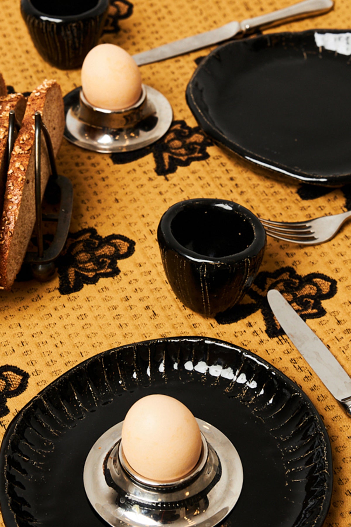 Ochre & Black Motif Tablecloth