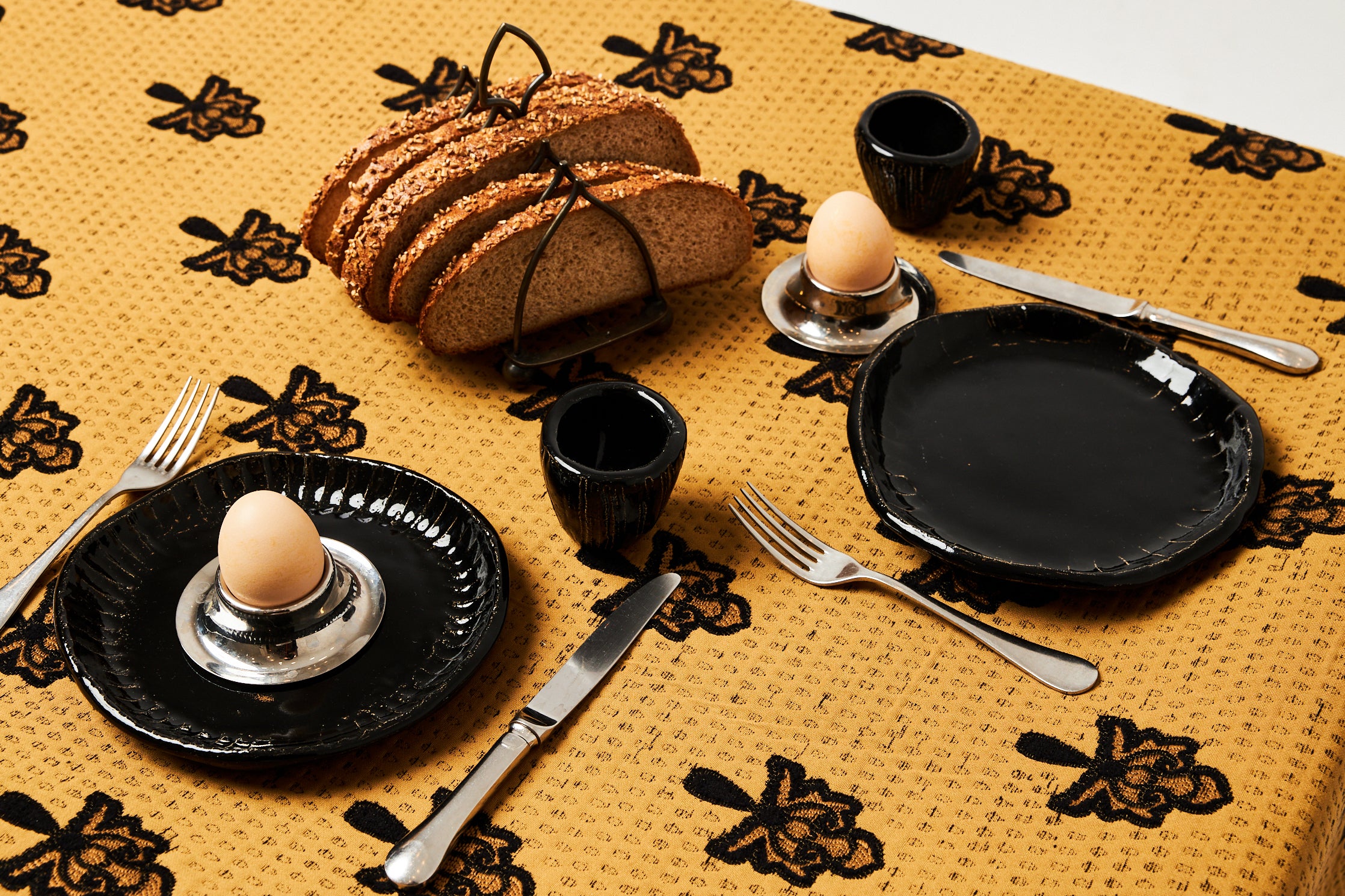 Ochre & Black Motif Tablecloth
