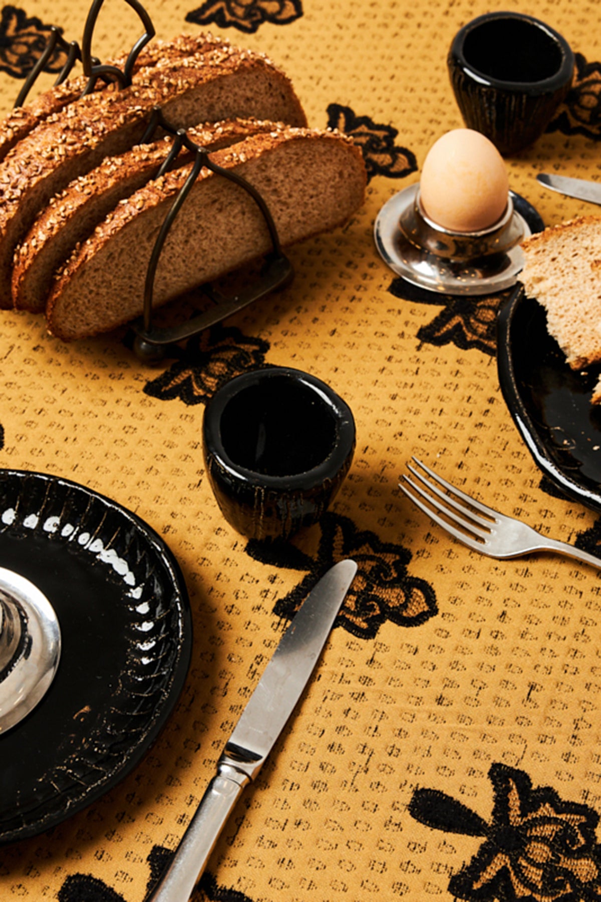 Ochre & Black Motif Tablecloth