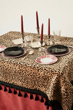 Tasseled Pink Leopard Tablecloth