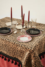 Tasseled Pink Leopard Tablecloth