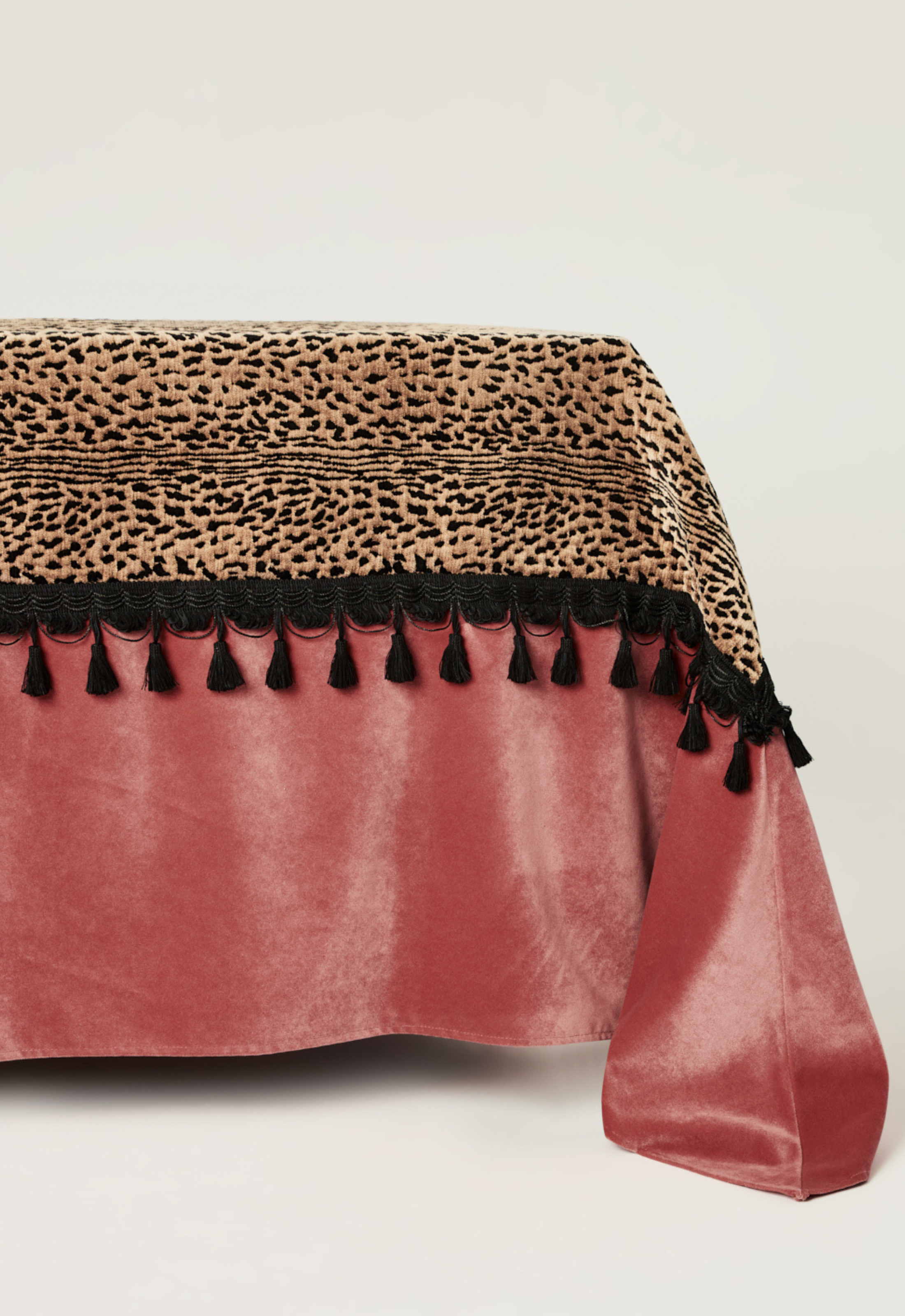 Tasseled Pink Leopard Tablecloth